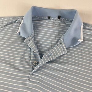 G/Fore Polo Shirt Mens XL White Blue Striped Performance Stretch Golfer